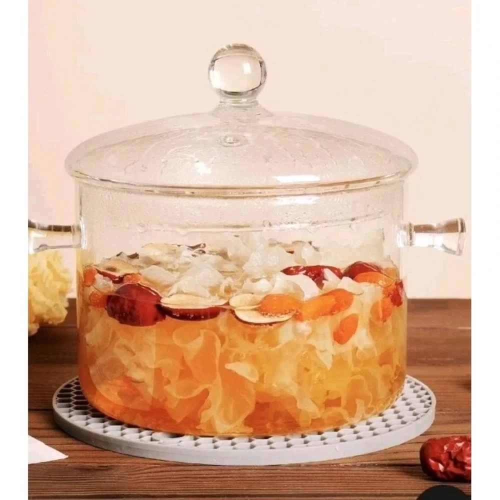 Clear Glass Pot Set for Cooking On Stove - 1.l/45 Fl‎ Oz Glass Cookware Simme...